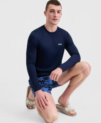 BOSS by Men's Long-Sleeve Rashguard Swim Shirt
