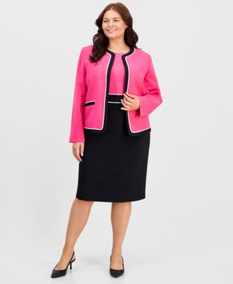 Plus Size Colorblocked Cardigan Jacket & Sheath Dress