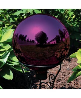 Reflective Mirrored Garden Gazing Globe Ball with Stemmed Bottom and Rubber Cap, 10" Diameter