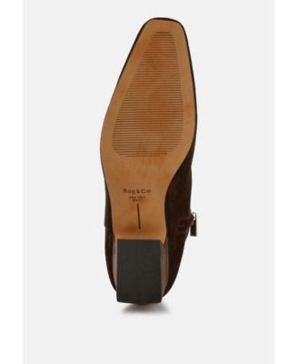 Womens Hakra Flared Heel Suede Boots