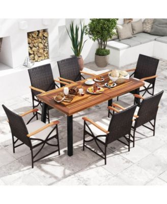 4PCS Patio PE Wicker Dining Chairs with Soft Zippered Cushions Armchairs