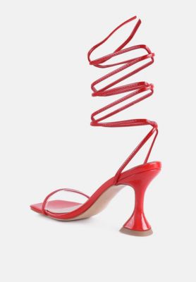 Womens Biten Berry Spool Heel Lace Up Sandals