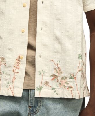 Men's Embroidered Short Sleeve Button-Up