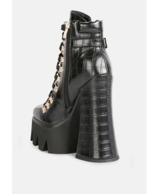 Womens Boogie High Platform Lace Up Boots