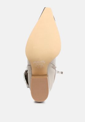 Womens Woodstock Diamante Embellished Pin Buckle Boots