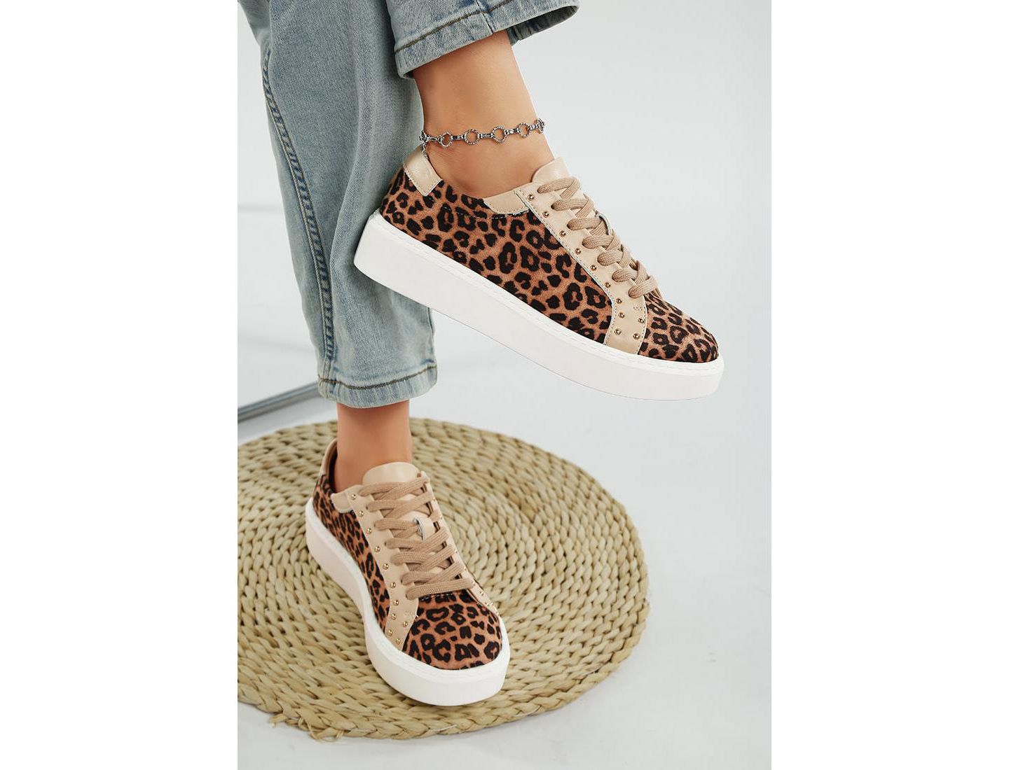 Женские кроссовки Rag & Co Flippin Studded Leopard Print Chunky, цвет: Коричневый — фото 3