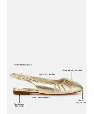 Womens Berni Metallic Square Toe Flat Slingbacks