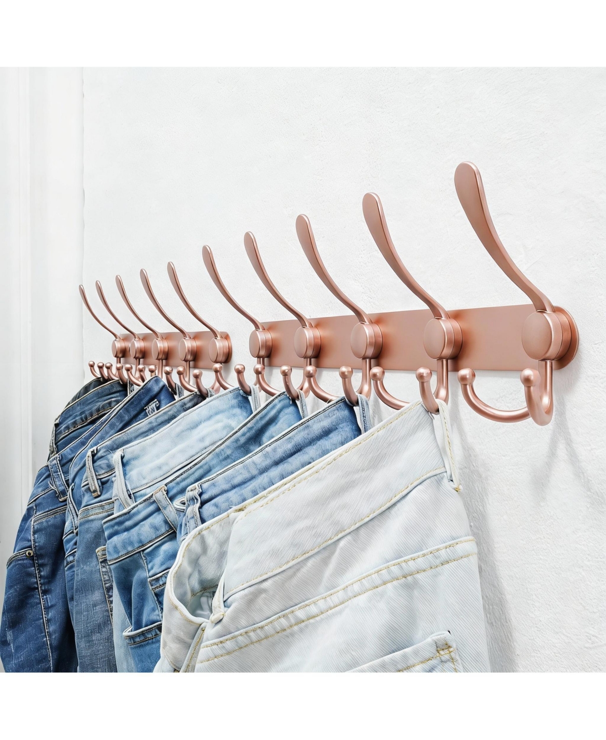 Yigii Heavy Duty Stainless Steel 5-Tri Hook Wall Rack for Coats, Hats, Towels, Purse, Scarfs, Robes