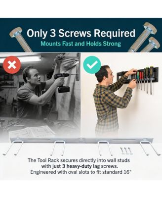 Wall-Mounted Garden Tool Rack - 4 Hooks, Heavy-Duty Steel, 250lb Capacity