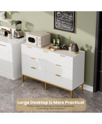 Modern 7 Drawer Dresser for Bedroom, Chest of Drawers for Closet with Deep Drawers and Wide Top, Long Wooden Dresser for Living Room, Hallway