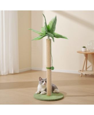 Zeus & Ruta 33" Cat Scratching Post: Tall Scratcher with Dangling Ball for Indoor Cats