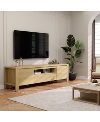 TV Stand with Doors and Cabinet, Farmhouse Entertainment Center, Entertainment Stand for TVs Up to 70"