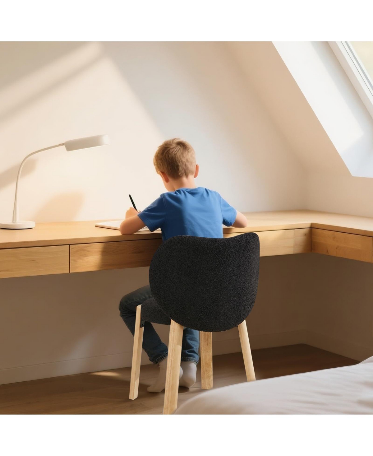 Gaomon Set of 2 Heart-Back Teddy Vanity Chairs, Armless Small-Space Seating, 300LBS Capacity, Fits Under 24" Desks