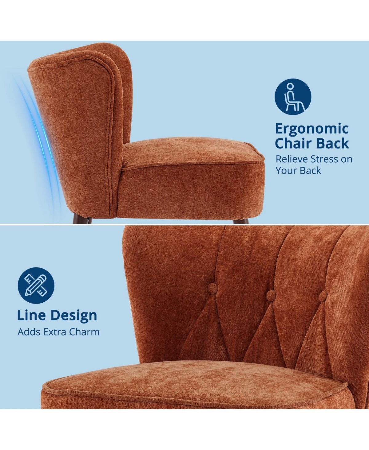 gaomon Mid-Century Modern Tufted Fabric Accent Chair, Armless Lounge Chair with Solid Wood Legs for Living Room