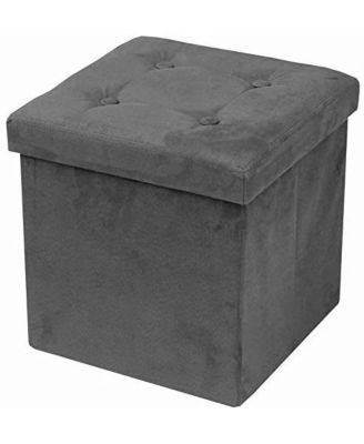 Faux Suede Storage Ottoman Cube - Seat & Declutter! Plush cushion, hidden storage, lightweight & portable.