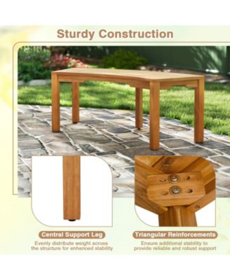 2-Person Acacia Wood Outdoor Bench with Curved Design