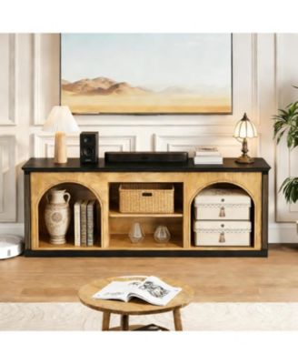 TV Stand with Storage for 65 inch TV, Entertainment Center with Arched Shelves, Color Matching, Media Display Console