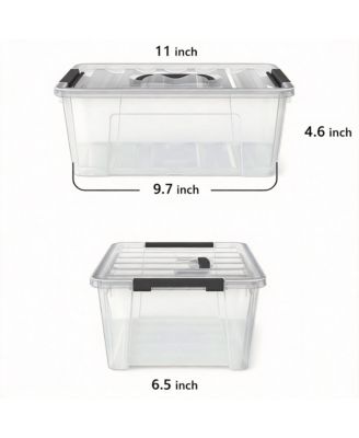 5 Quart Black Clear Storage Bins with Latches for Small Spaces