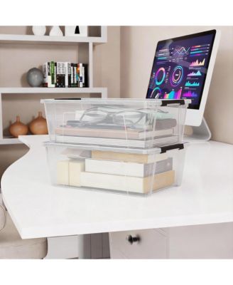 5 Quart Black Clear Storage Bins with Latches for Small Spaces