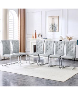 Set of 4 Retro Alligator Upholstered Dining Chairs with Crystal Buckle & Faux Leather