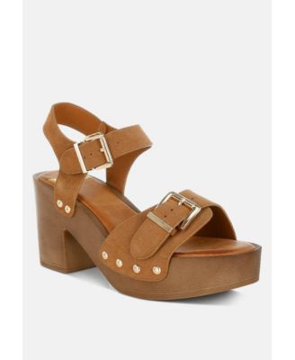 Rag and Co Women's Lhasa Real Suede Leather Clog Sandals