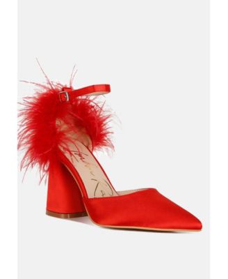 Womens palmetta fur detail block heel sandals