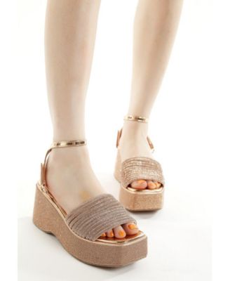 Womens Swifties Rhinestone Embellished Lace-Up Sandals