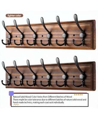 Wooden Wall Coat Rack with 6 Hooks for Coats, Jackets, Hats