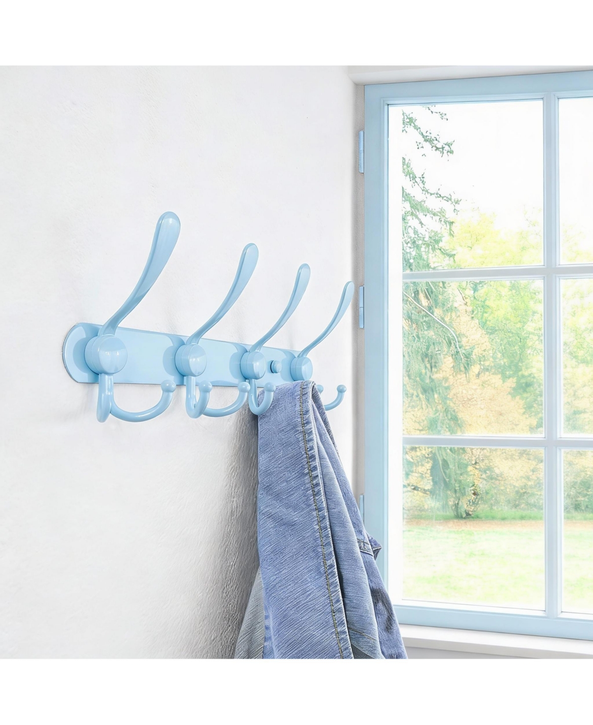 Yigii 5-Tri Stainless Steel Coat Rack, Heavy Duty, Blue, for Entryways & Bathrooms