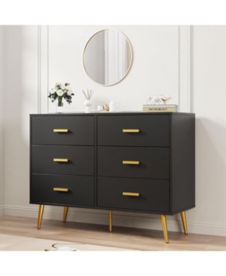 Console Table with 6-Drawer,Tall Dresser for Bedroom, Storage Dresser Organizer Units for Closet Living Room Hallway