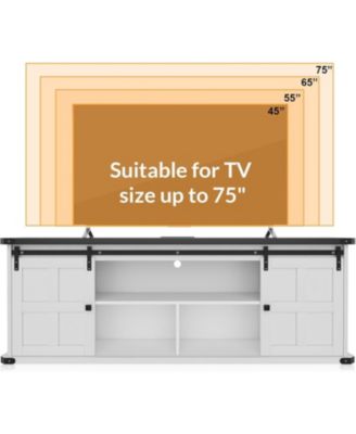 70" Farmhouse TV Stand for 80/75/70 Inch TVs, Entertainment Center Storage Cabinets w/Power Outlets