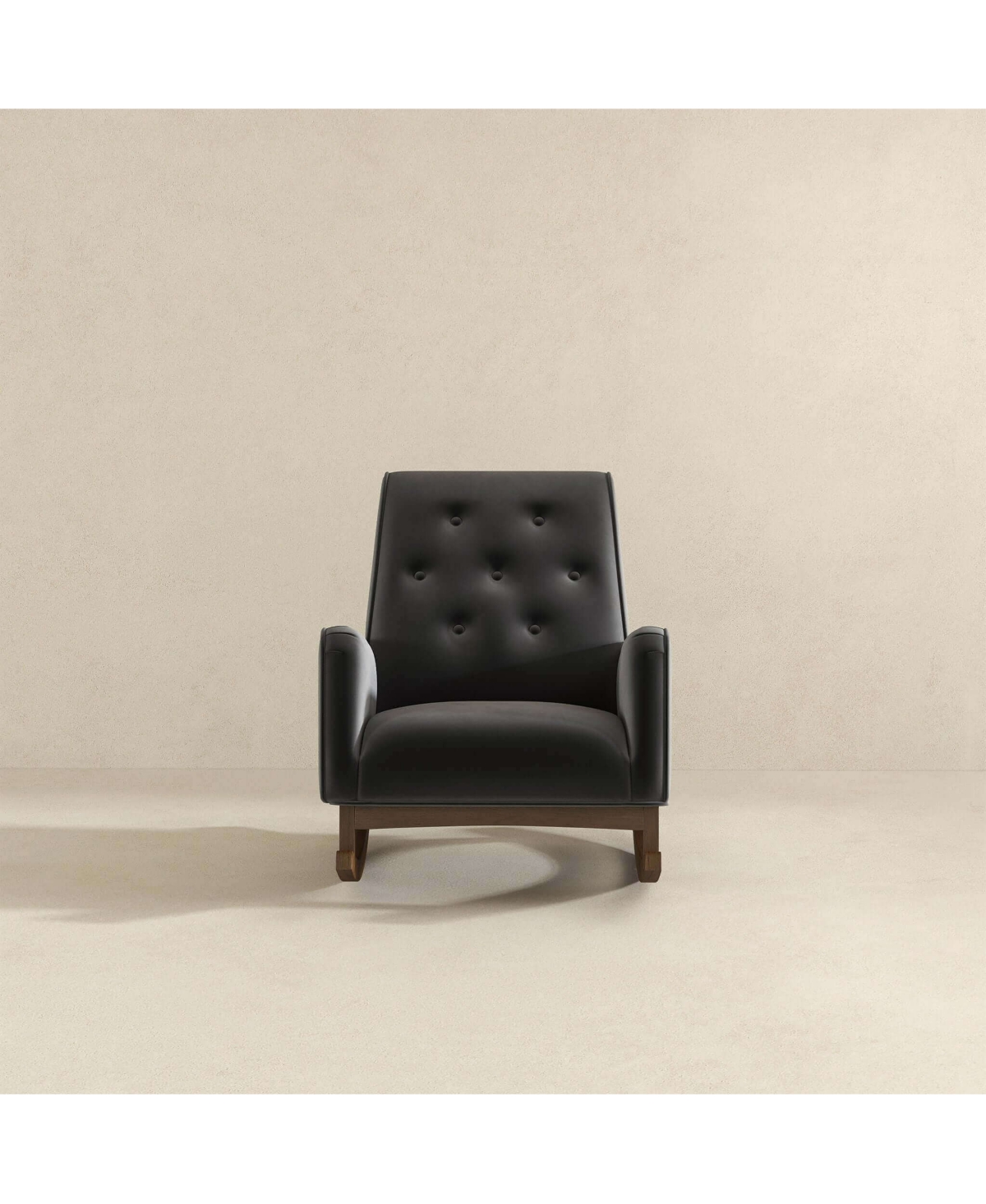 Flynama Elegant Demetrius Dark Grey Fabric Solid Wood Rocking Chair 300LBS Capacity for Living Room Nursery Bedroom Reading