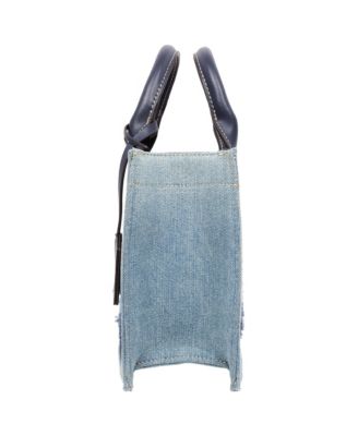 Frayed Denim Modern Tote with Removable Strap