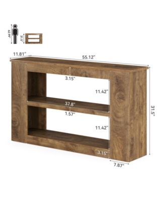 55-Inch Long Farmhouse Console Table, 3-Tier Wood Sofa Table with Storage Shelves for Living Room, Entryway, Behind Couch, Hallway