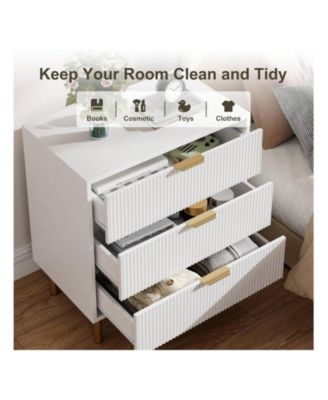 3-Drawer Wood Dresser Chest, Large Modern Nightstand Storage Organizer for Bedroom Clothes