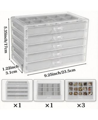 5-Drawer Jewelry Organizer with Adjustable Velvet Trays