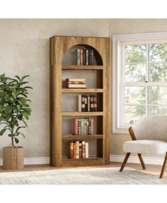 70.8 Inches Modern Wooden Bookcase, 5-Tier Arched Bookshelf,Open Display Storage Shelf Organizer