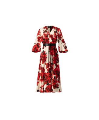 Women's Floral Maxi Wrap Dress with Belt