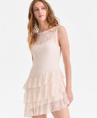 Women's Lace Sleeveless Tiered Mini Dress
