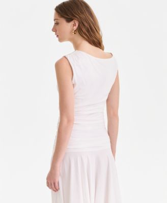 Women's Ruched Boat-Neck Top