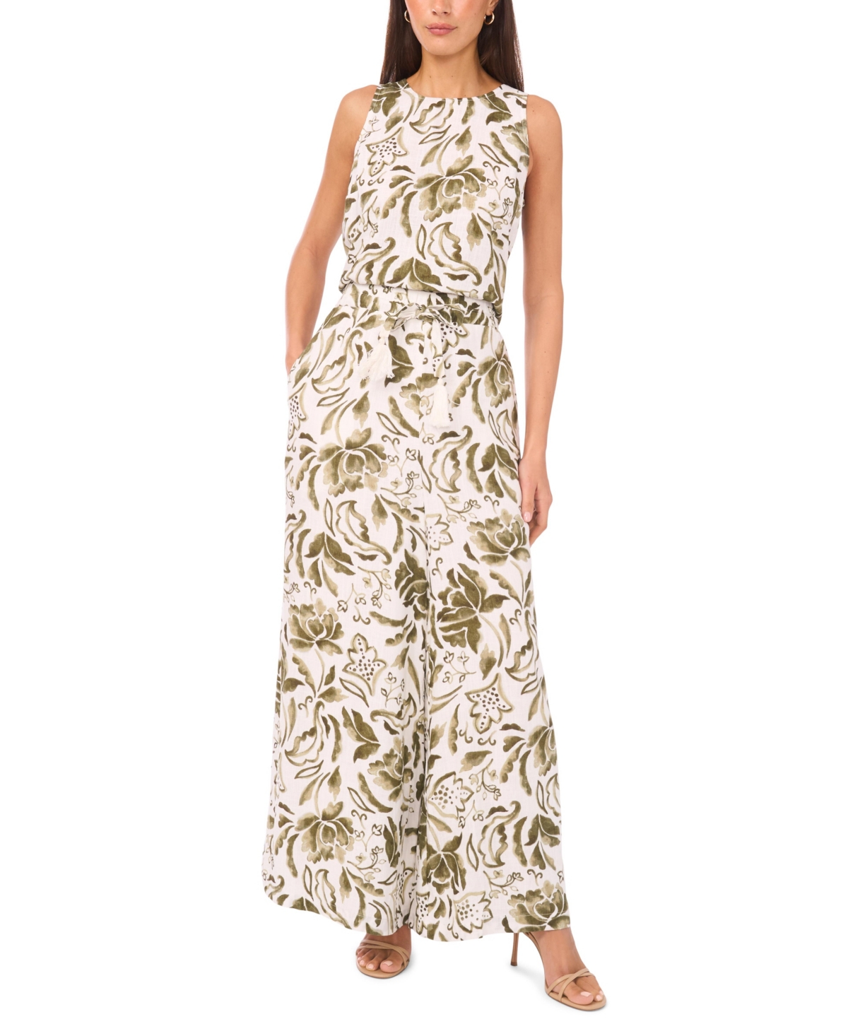 Vince Camuto Women's Woven Crew Neck Tank Top