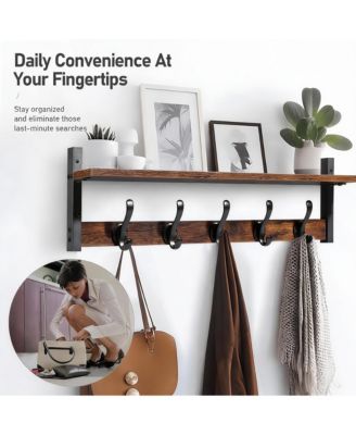 YIGII 29" Wall-Mounted Coat Rack with Shelf, 80 lbs Capacity, Space-Saving