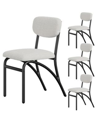 Set of 4 Modern Boucle Upholstered Dining Chairs, Metal Legs Kitchen Seating for Dining Room & Living Room