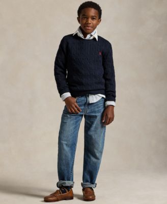 Boys 8-20 Cable-Knit Cotton Sweater