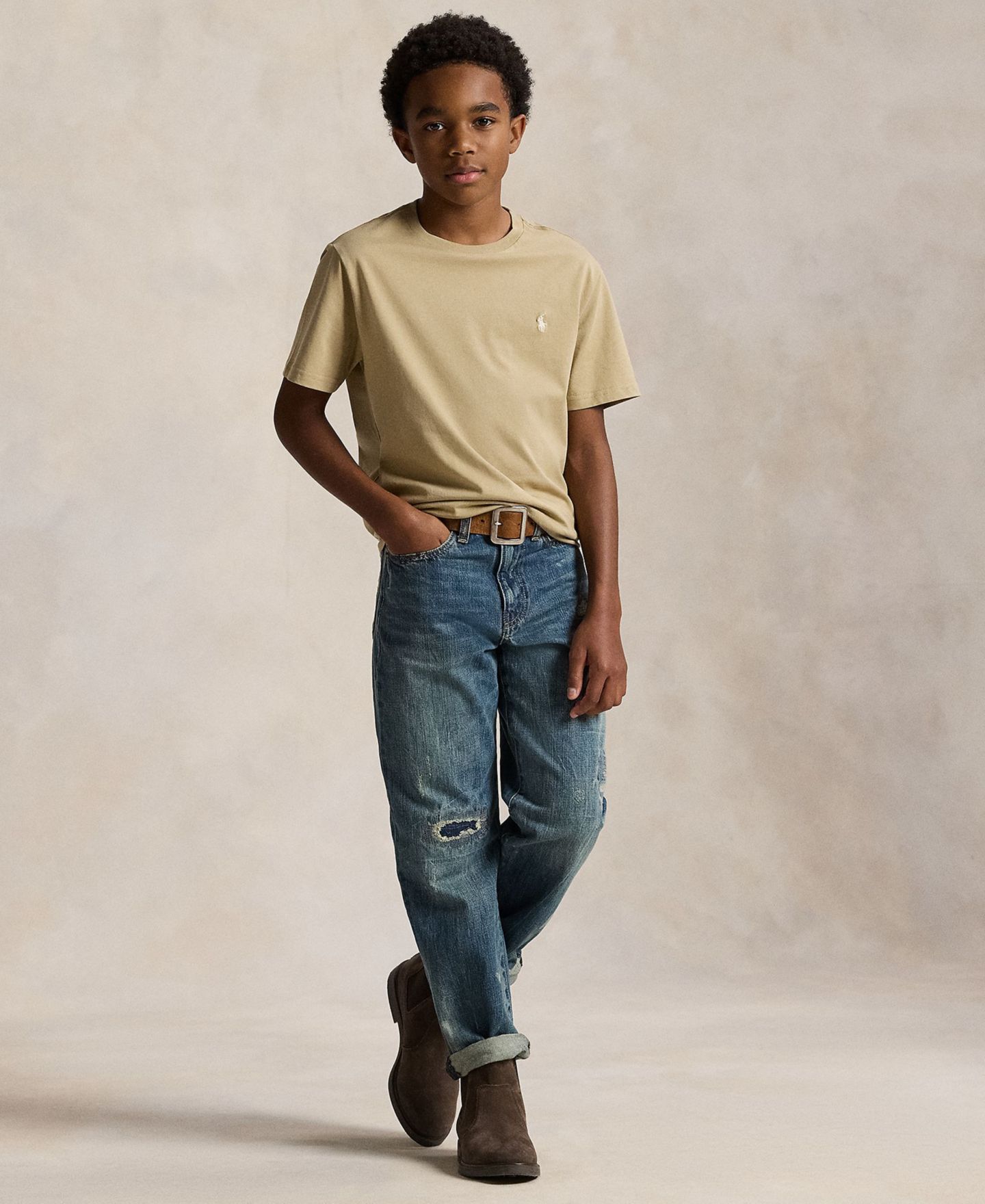 Футболка Polo Ralph Lauren Crewneck T-Shirt для мальчиков, цвет: Хаки — фото 2