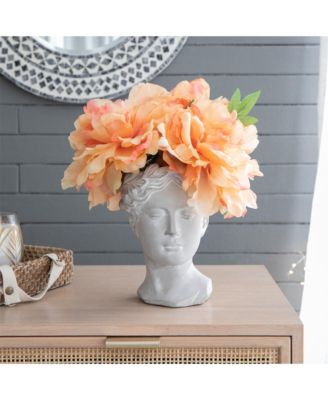 Outdoor Home Garden Decor Greek Style Cement Head Planter