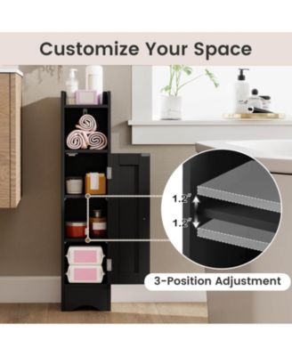 Bathroom Storage Cabinet with Door Toilet Paper Holder Stand for Small Spaces