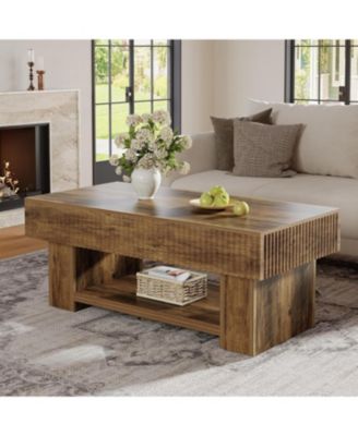 47-Inch Rustic Wood Center Table for Living Room