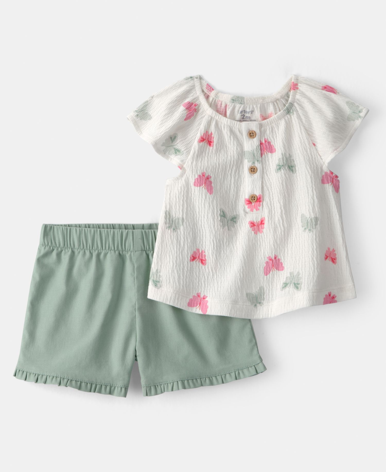 Baby Girls' Butterfly Top and Shorts, 2-Piece Set