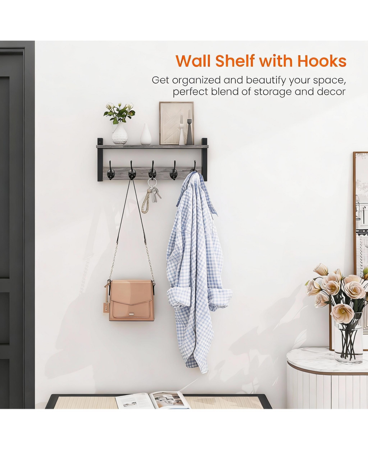 Yigii Coat Rack with Shelf - Modern Design, Sturdy, Easy Assembly